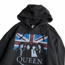 公式 英国製 QUEEN クイーン 裏起毛 プルオーバー スウェット パーカー フーディー プリント OFFICIAL オフィシャル バンド S ブラック 黒_画像2