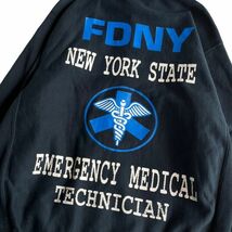 FIRE FIGHTERS ファイヤーファイター FDNY ニューヨーク市 消防局 救急 消防 プリント スウェット フーディー パーカー 釦 M ネイビー 紺_画像2