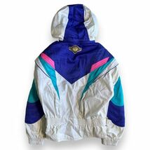 90s DESCENTE デサント 切替 デザイン 中綿 ジャケット フード着脱可 ブルゾン ジャンパー アウター レトロ 古着 旧タグ O ホワイト 白_画像7