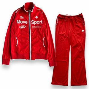 DESCENTE デサント Move Sport ムーブスポーツ 上下 セット ポリエステル ジャージ セットアップ ジャケット パンツ スポーツ O レッド