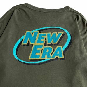 NEW ERA ニューエラ 長袖 バック プリント ロゴ Tシャツ ロンT トップス カットソー ロングスリーブ メンズ 古着 L オリーブの画像2