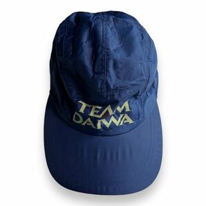 90s 00s 日本製 TEAM DAIWA チーム ダイワ 5パネル プリント ロゴ ナイロン キャップ フィッシング 釣り 服飾小物 FREE ブルー系の画像2