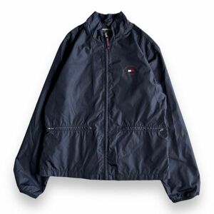 90s 00s TOMMY HILFIGER JEANS トミーヒルフィガー ジーンズ 旧タグ ナイロン スタンドカラー ジャケット ブルゾン 古着 M ネイビー 紺