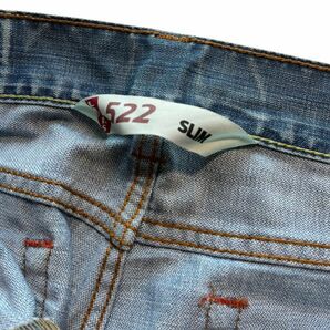 00s Levi's リーバイス 522 スリム テーパード デニム パンツ PCL 600B ジーンズ ジーパン 紙パッチ アメカジ 古着 W33 L32 インディゴの画像5