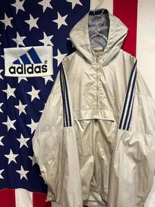 ★90s★adidas★アディダス★アノラックパーカー★ハーフジップ★プルオーバー★ナイロンジャケット★グレー★XLサイズ相当★ヴィンテージ