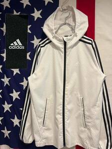 ★adidas★アディダス★トラックジャケット★フード★フルジップ★パーカー★ワンポイントロゴ★三本ライン★ホワイト★白★Sサイズ★