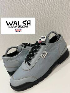 ★英国製★walsh★Vibramソール★レザー★ローカットスニーカー★ブルー★水色★UK7相当★26.0cm相当★ウォルシュ★ビブラムソール★