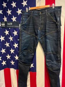 ★G-STAR RAW★ジースターロウ★立体裁断★5620 3D STRAIGHT TAPERED★ストレートテーパード★ストレッチ★バイカー★デニムパンツ★W34★