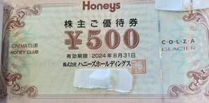 ハニーズ 優待券　6000円分(500円券×12枚)