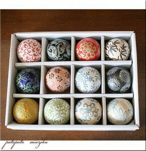 陶器 浮球 12球 セット 彩色 M 置物 オブジェ パタミン 浮き球 ディスプレイ 水槽 鉢 睡蓮