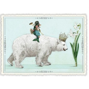  white bear . fish Germany made postcard lame greeting card picture postcard antique style white bear fish patamin