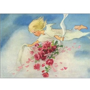 ミリ・ウェーバー バラの天使 スイス 製 ポストカード グリーティングカード 絵はがき アンティーク調 花 妖精 パタミン