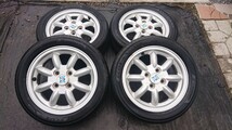 軽全般 MINI LITE ダイハツ スズキ 2018年 4本 中古タイヤホイールセット 165/55R14 14×4.5J 4穴 ハブ径54 PCD100 手渡し可能_画像1