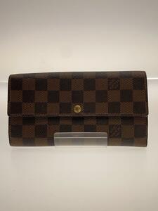 LOUIS VUITTON◆ポシェット・ポルト・モネ・カルト・クレディ_ダミエ・エベヌ_ブラウン/N61724/長財布