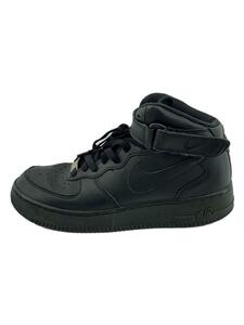 NIKE◆AIR FORCE 1 MID (GS)/エアフォースミッド/ブラック/314195-004/24.5cm/BLK