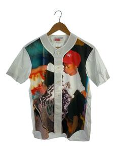 COMME des GARCONS SHIRT◆14ss/Baseball Shirt/半袖シャツ/S/コットン/ホワイト