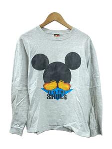 Disney VINTAGE◆90s/MICKEY/長袖Tシャツ/-/コットン/GRY/プリント/ミッキー