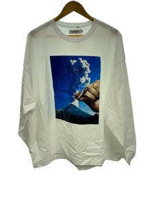 TIGHTBOOTH PRODUCTION◆VOLCANO L/S T-SHIRT/高岡周策/L/コットン/WHT/コラージュプリント