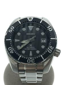 SEIKO◆自動巻腕時計/アナログ/ステンレス/BLK/SLV/6R35-00A0/コマ有