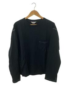 UNUSED◆Long-sleeve Pocket T-shirt/2/コットン/BLK/US1505