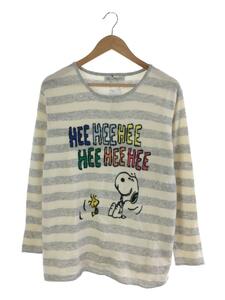 CASHYAGE×PEANUTS/セーター(薄手)/36/カシミア100/GRY/ボーダー/CC-82084