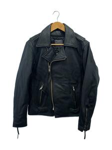 K’S KADOYA◆K’s LEATHER/キルティングライナー付属/ダブルライダースジャケット/L/牛革/BLK