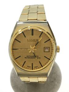 LIGUN/DE LUXE/ hand winding wristwatch / analogue / stainless steel / Gold /