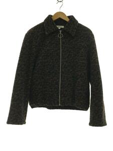 MOUSSY◆leopard fuzzy jacket COATブルゾン/2/ウール/BLK/アニマル/010AAS30-5510