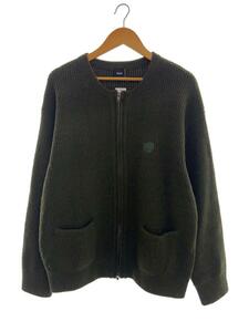 HUF◆セーター(厚手)/L/ウール/GRN/zip up/