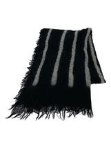 YOHJI YAMAMOTO◆W NEEDLE PUNCH B STRIPE STOLE/ストール/ウール/BLK/黒/fe-l02-164_画像1