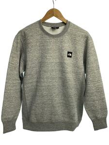 THE NORTH FACE◆SQUARE LOGO CREW SWEAT_スクエア ロゴ クルー スウェット/S/ポリエステル/グレ/無地