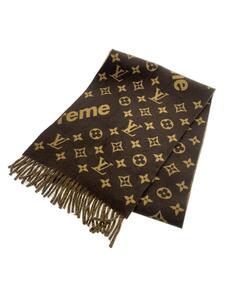 LOUIS VUITTON◆supreme/Monogram Scarf/箱有/マフラー/カシミア/BRW/総柄/メンズ/MP1891