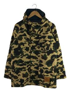 A BATHING APE◆Shark camouflage-print windbreaker/マウンテンパーカ/S/ポリエステル/カーキ