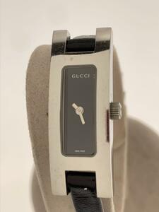 GUCCI◆クォーツ腕時計/アナログ/レザー/BLK/BLK