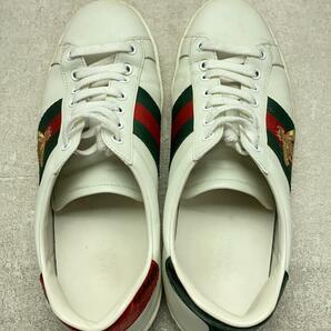 GUCCI◆ACE BEE/エンブロイダリーレザースニーカー/ローカットスニーカー/UK7/ホワイト/429446の画像3