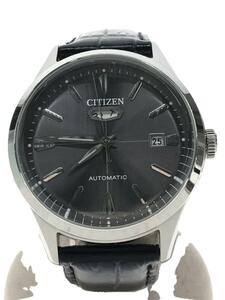 CITIZEN◆自動巻腕時計/アナログ/レザー/GRY/BLK/8200-S124573