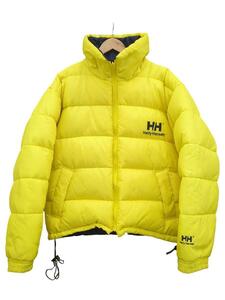 HELLY HANSEN◆90s/リバーシブルダウンジャケット/ナイロン/イエロー・ネイビー/プリント/