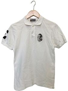 A BATHING APE◆ポロシャツ/S/コットン/WHT/半袖/ワッペン/胸ロゴ/E/袖リブ/メンズ/白/2B/日本製