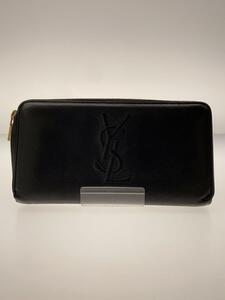 YVES SAINT LAURENT◆長財布/レザー/BLK/レディース