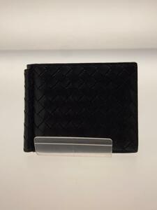 BOTTEGA VENETA◆マネークリップ付/2つ折り財布/レザー/BLK/無地/メンズ/123180 V4651