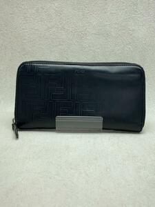 FENDI◆長財布/ラウンドファスナー/ズッカ/レザー/BLK/メンズ/型崩れ