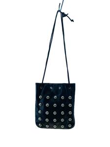 CLANE◆Drawstring studs bag/レザー/BLK/無地