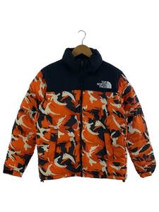 THE NORTH FACE◆NOVELTY NUPTSE JACKET_ノベルティーヌプシジャケット/L/ナイロン/オレンジ/カモフラ