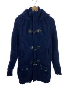 BARK* knitted duffle coat / ribbed / toggle button /XS/ cotton /NVY