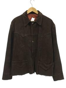 CIMARRON◆70s/VINTAGE/スナップボタン/ウエスタン/クローバー/レザージャケット/44/スウェード/BRW