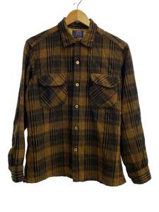 PENDLETON◆Bord Shirts/オープンカラー/長袖シャツ/M/ウール/BRW/チェック