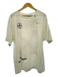 OFF-WHITE◆Tシャツ/XL/コットン/ホワイト/無地/ダイアゴナルプリント/オーバーサイズ