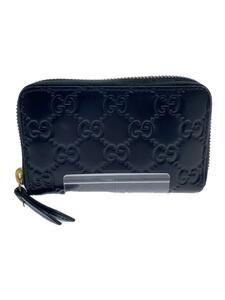 GUCCI◆シマ/GG/ラウンドジップコインケース/レザー/BLK/総柄/メンズ/447939・493025