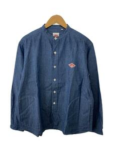 DANTON◆BAND COLLAR SHIRT LONGSLEEVE OX/42/コットン/IDG/無地/JD-3607