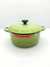 LE CREUSET◆鍋/サイズ:22cm/ココット・ロンド/グリーン/箱無し/ルクルーゼ_画像1